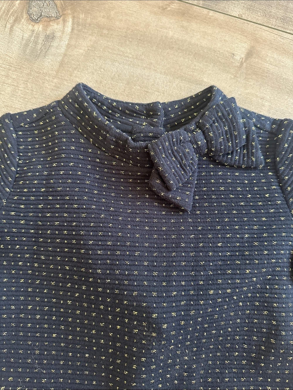 Janie and Jack Dot Polkadot Jacquard Dress Black Gold Bow Girl Sz 2T - Picture 6 of 10